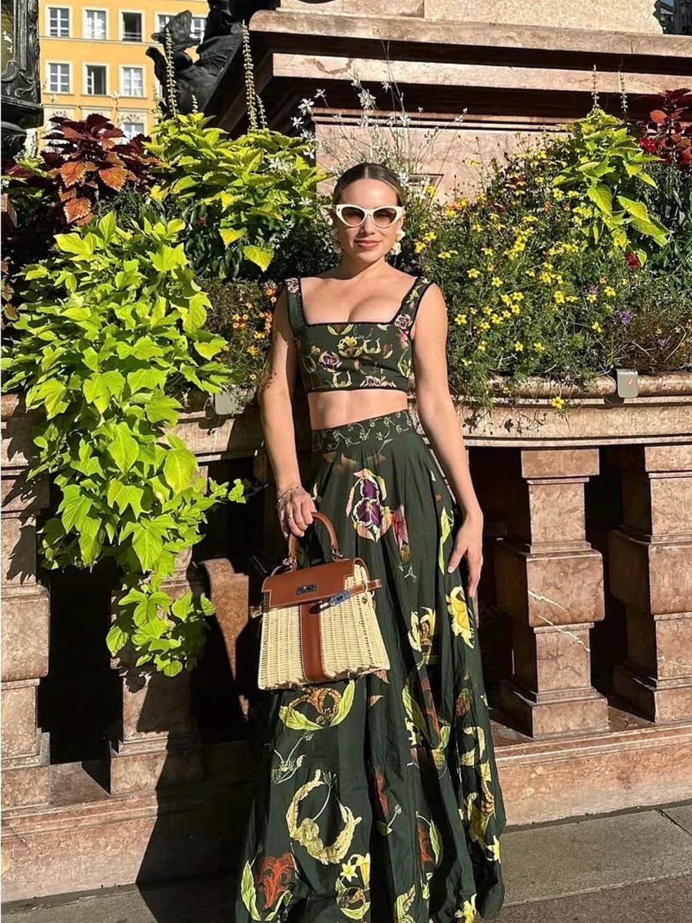 Agua by Agua Bendita  Floral Maxi Skirt and  top set both size small NWT